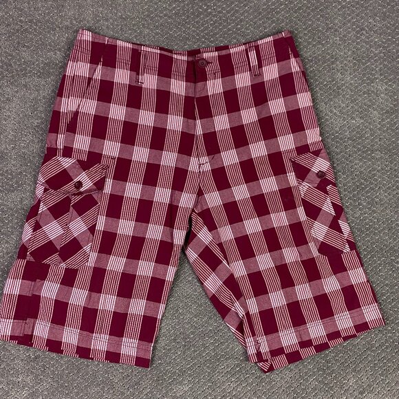 Vintage NWOT Polo Ralph Laruen Cargo Shorts Men's 36 Red Check Plaid - Picture 1 of 12